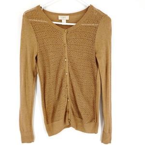 Loft Ann Taylor Cotton Long Sleeves Button Sweater